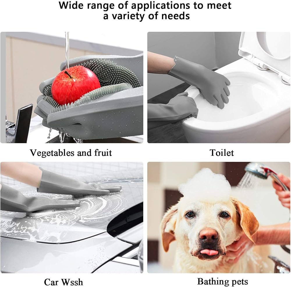 Pet Grooming Gloves, Gentle Dog Bathing Scrubber Gloves, Silicone Hair Removal Gloves