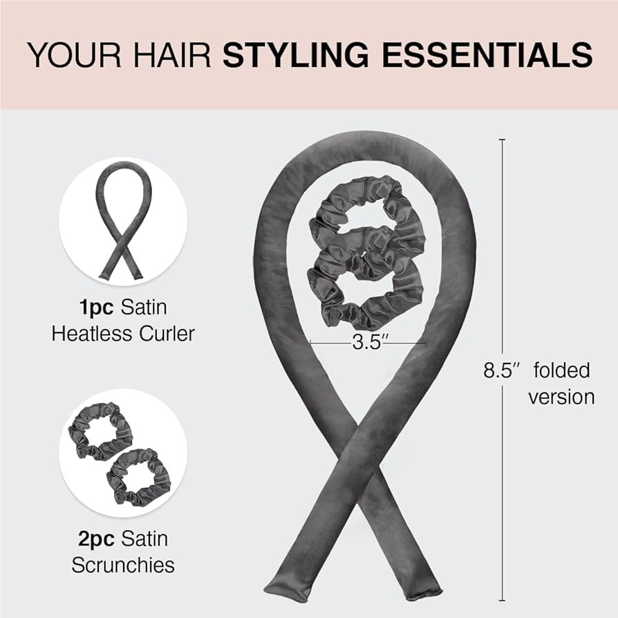 Heatless Curling Set - Satin Heatless Curlers for Long & Short Hair, Hair Curler No Heat