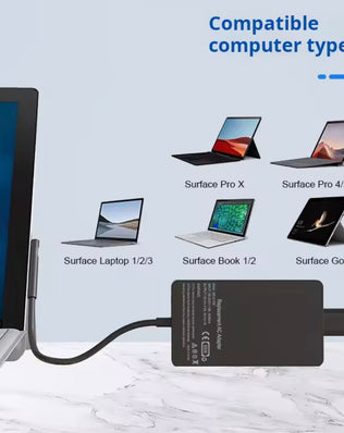Microsoft Surface Pro 4 65W 15V 4A red power adapter by Problems Solved, with cable and connectors visible.