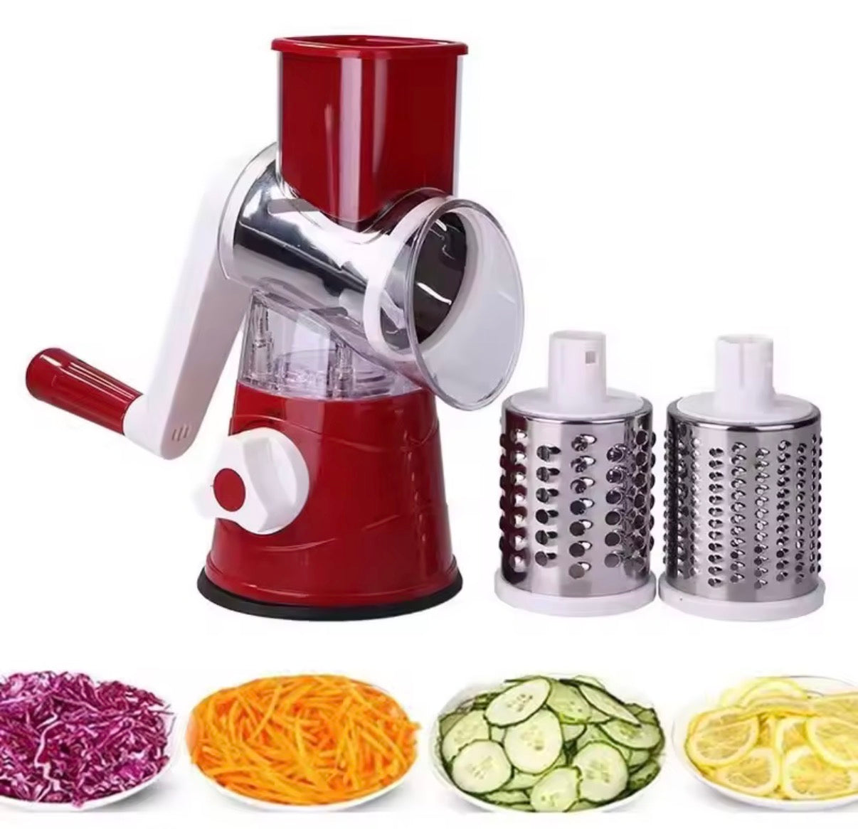 Highly Efficient and Versatile Vegetable and Fruit Slicer Grater Benchtop Drum Cutter