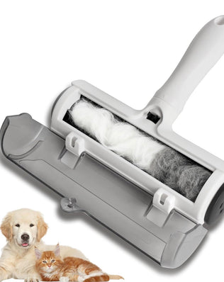 Reusable lint roller for pet hair by Problems Solved, featuring extra sticky, washable design for removing cat and dog hair.