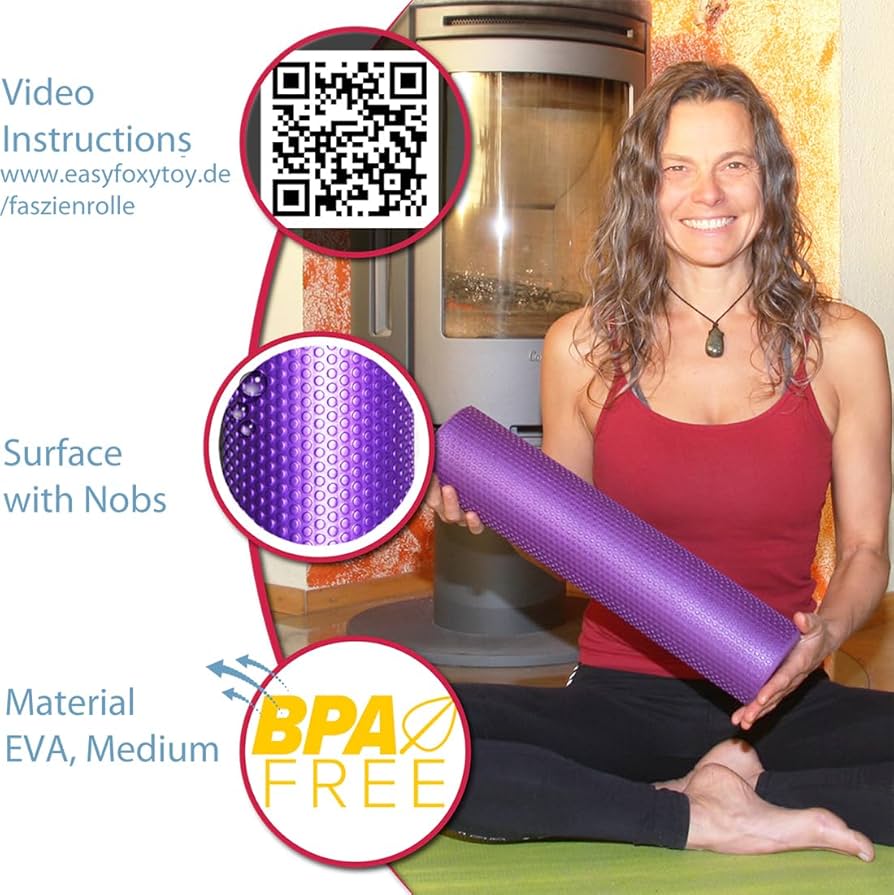 Problems Solved foam roller 3.75x16.5 inches for leg and back muscle recovery, with textured surface for deep massage.