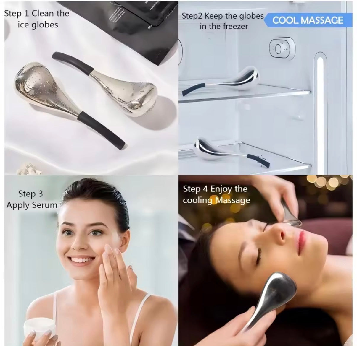 Ice Globes Facial Skin Care Tools for Women Face Eyes, Stainless Steel