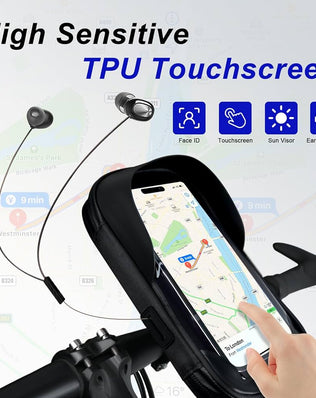 Problems Solved Flintronic waterproof bicycle phone holder with 360° rotation mounted on a bike handlebar.