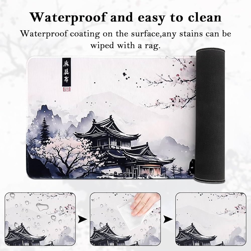 Problems Solved non-slip gaming mouse pad, 80x30cm waterproof extended mat with slip-resistant bottom, ideal for gaming and office use.