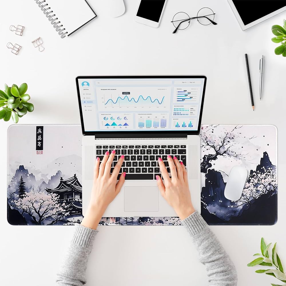 Problems Solved non-slip gaming mouse pad, 80x30cm waterproof extended mouse mat with non-slip base for smooth gaming surface.