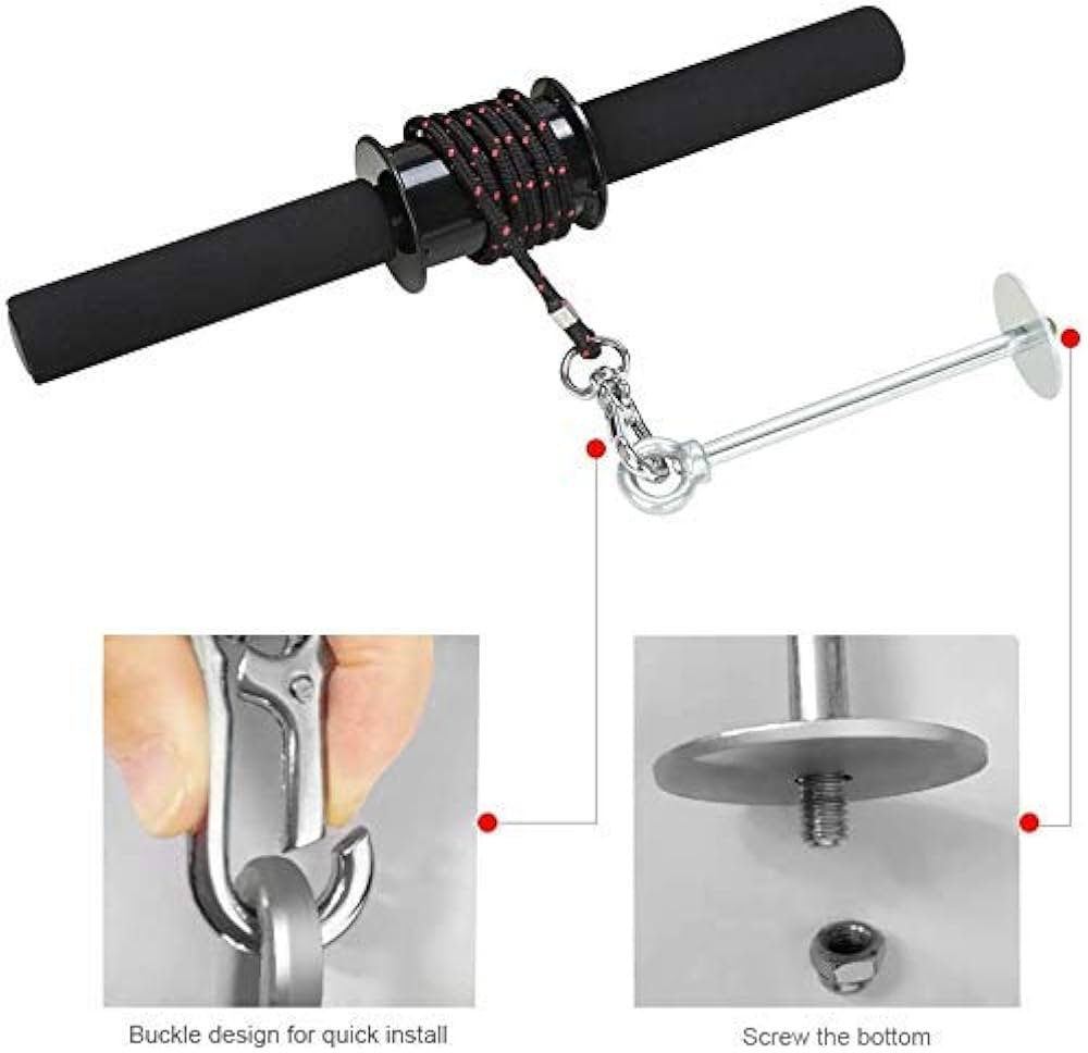 Problems Solved wrist roller for forearm strength training, featuring a sturdy handle and adjustable weight for gym wrist curls.