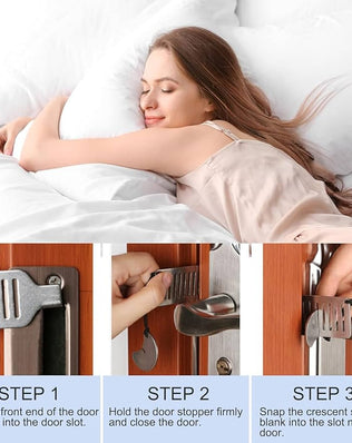 Problems Solved portable door lock, travel lock for hotel doors, compact safety device for secure travel and added room security