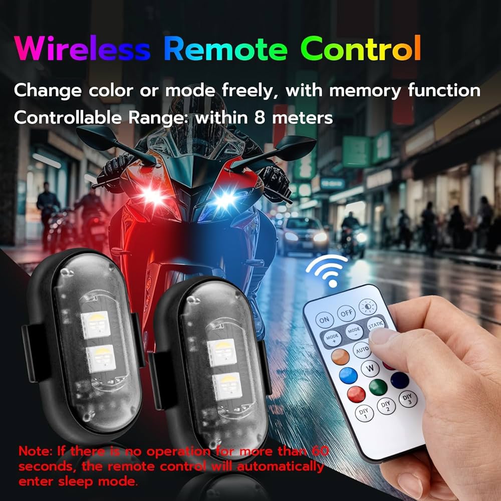 Problems Solved 4-pack LED car strobe lights with remote, wireless ambient lighting in 8 colors, showing colorful LED lights installed in a vehicle.