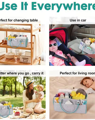 Baby Diaper Caddy Organizer for Boy or Girl Large Nursery Storage Bin Basket Portable