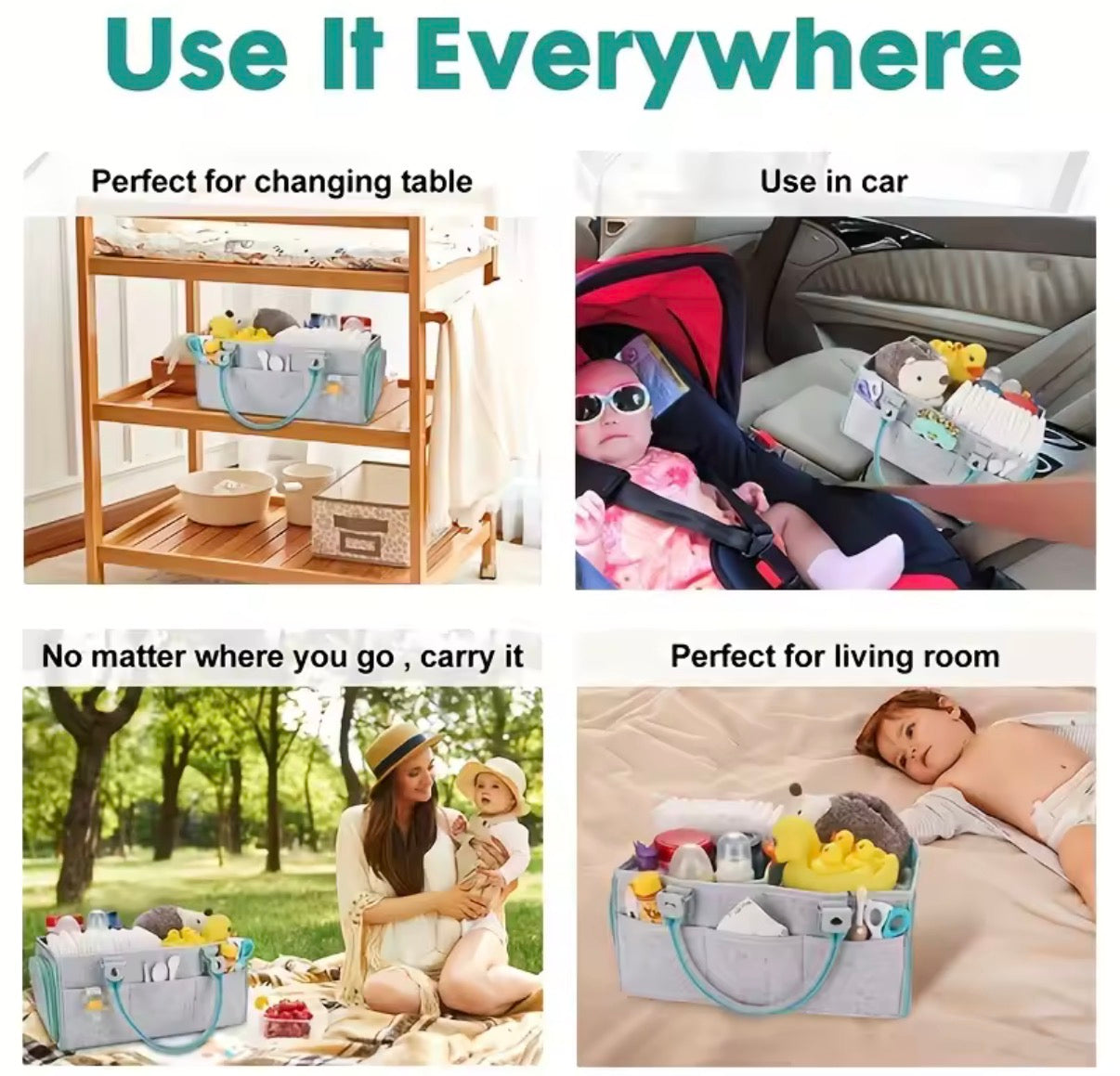Baby Diaper Caddy Organizer for Boy or Girl Large Nursery Storage Bin Basket Portable