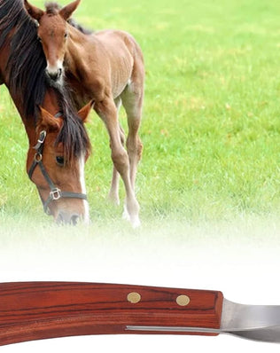 Hoof Knife, Hoof Cutting Knife with Wooden Handle, Farrier Tool for Horses