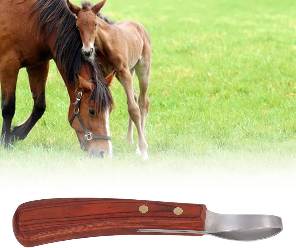 Hoof Knife, Hoof Cutting Knife with Wooden Handle, Farrier Tool for Horses
