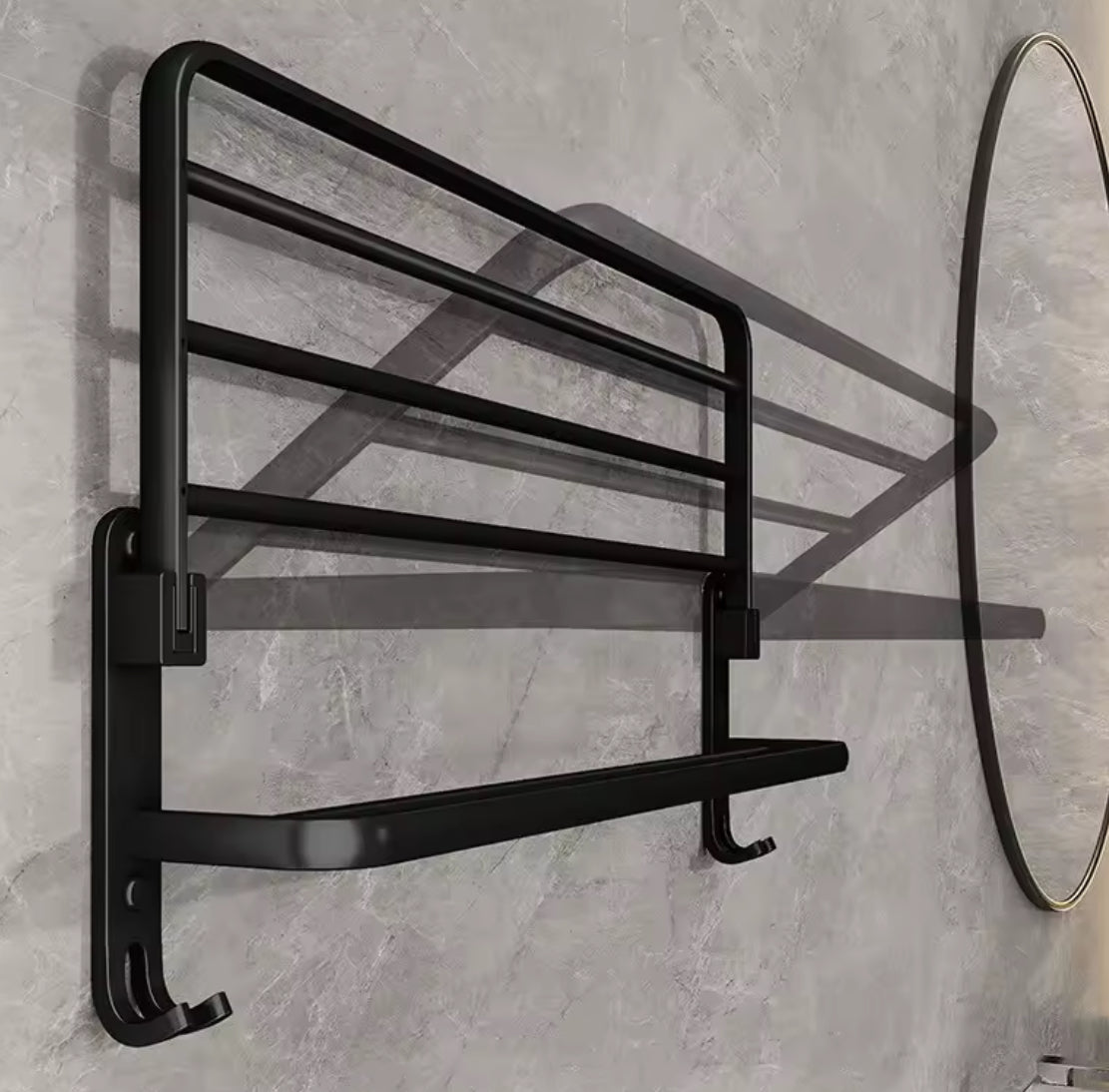 Matte Black 50CM Folding Holder With Hook Towel Holder adhesive - Problems Solved