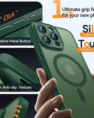 Problems Solved magnetic phone case compatible with MagSafe, military-grade shockproof protection for iPhone models.