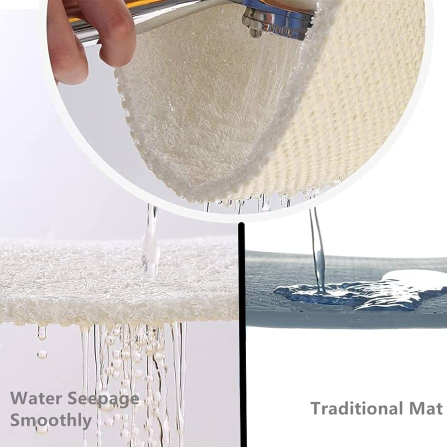 Problems Solved non-slip bath mat with loofah texture, 60x90cm, designed for inside shower safety and comfort.