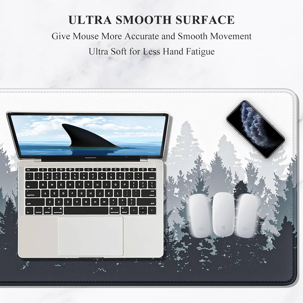 Large Problems Solved gaming mouse pad, 35"x15" waterproof extended desk mat with smooth surface for gaming and office use.