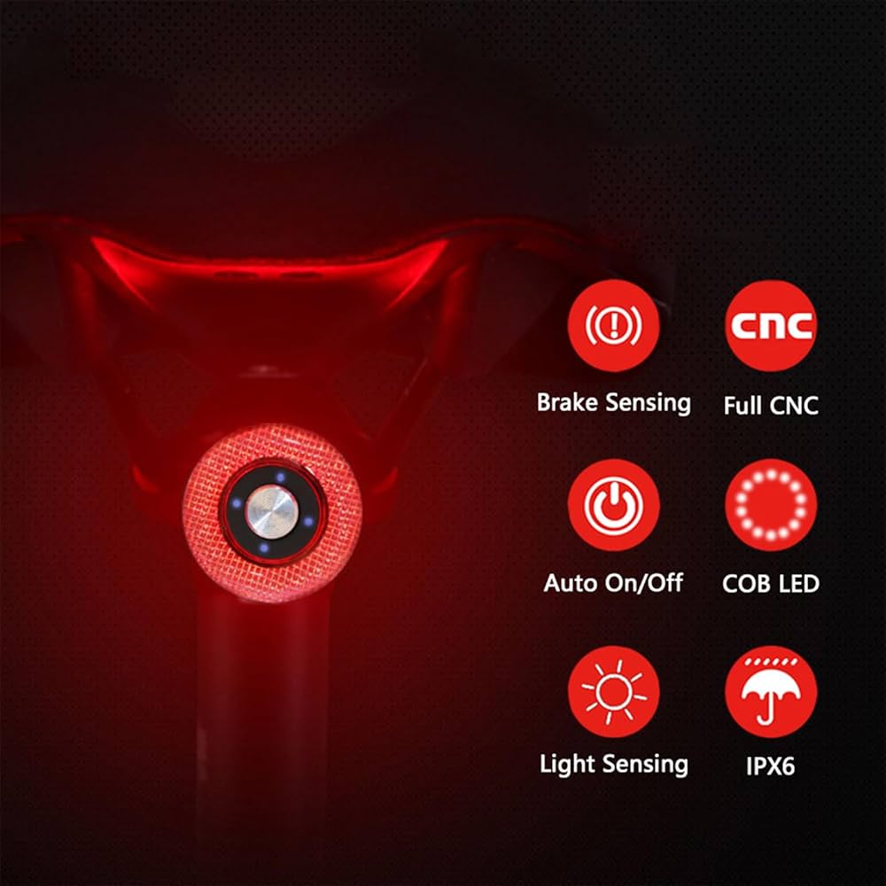 Ultra Bright Smart Bike Tail Light, USB Rechargeable Brake Sensing Bicycle Light