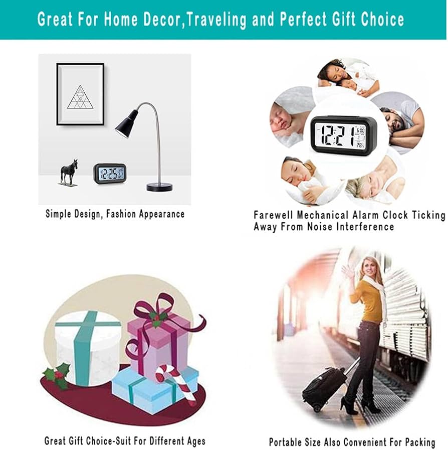 Digital Alarm Clock LED Display with Temperature Big LCD Digit Display