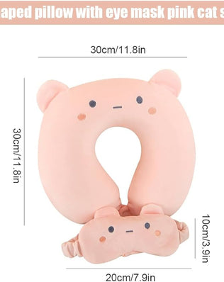 Travel Pillow Kids Travel Pillow with Sleep Eye Mask Cute Neck Pillow for Travel Soft Memory