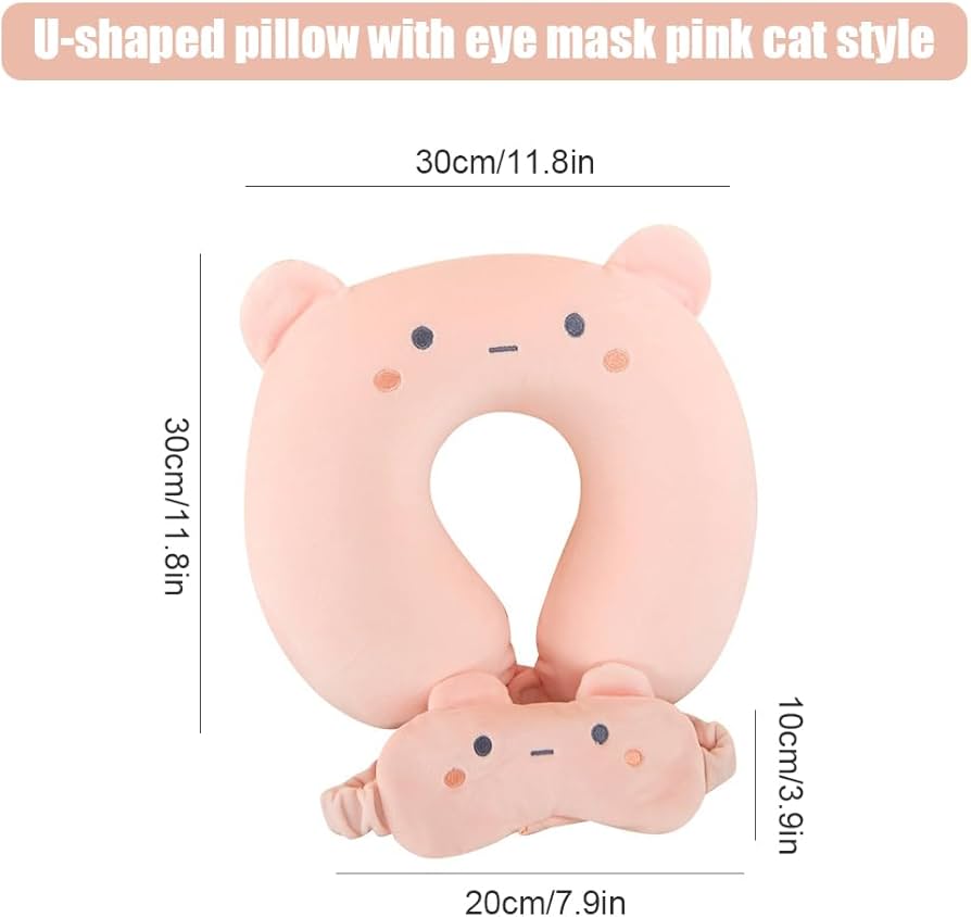 Travel Pillow Kids Travel Pillow with Sleep Eye Mask Cute Neck Pillow for Travel Soft Memory
