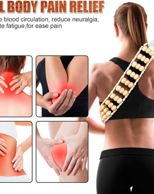 Problems Solved Wood Therapy Massage Tool for cellulite and self-massage, showing smooth wooden surface and ergonomic design.