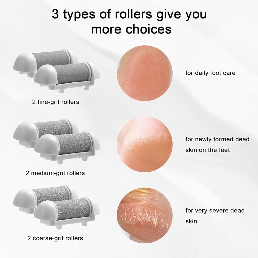 6pcs Replacement Roller Refill Heads, Pedicure Foot File Replacement Roller Refills