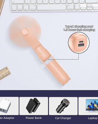 Problems Solved USB rechargeable handheld fan with three speed settings, compact mini portable fan for personal cooling.