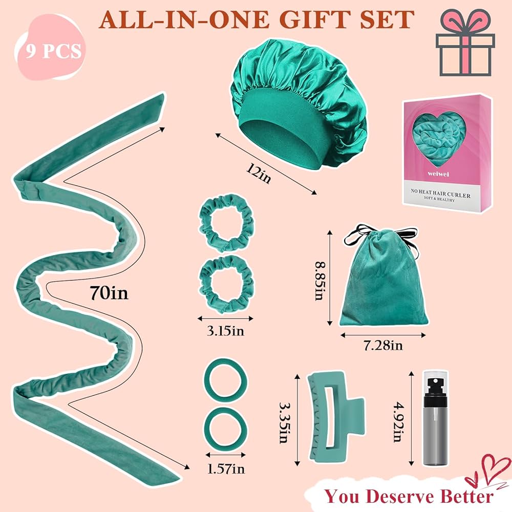 Heatless Curlers Headband, Heatless Overnight Curls Hair Curlers No Heat, 70"