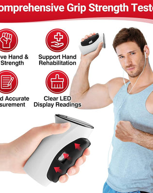 Grip Strength Tester & Grip Strength Trainer Kit, Hand Grip Dynamometer Forearm