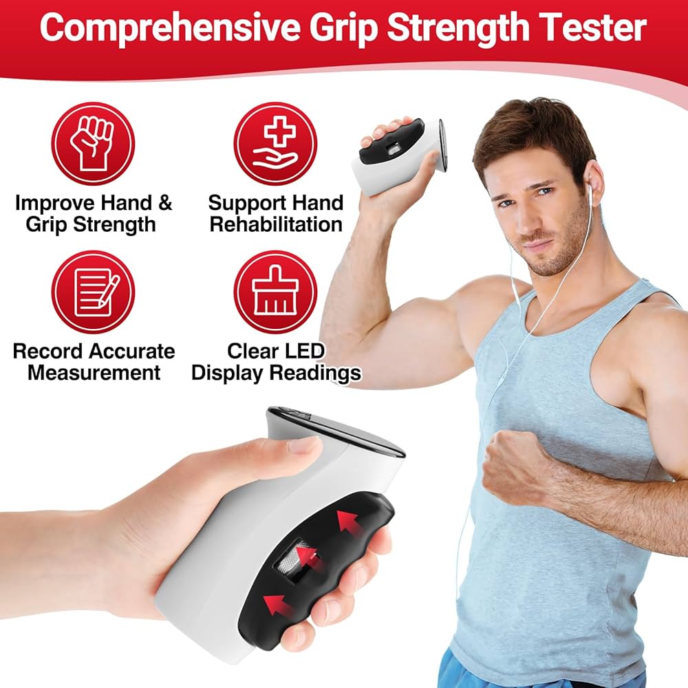 Grip Strength Tester & Grip Strength Trainer Kit, Hand Grip Dynamometer Forearm