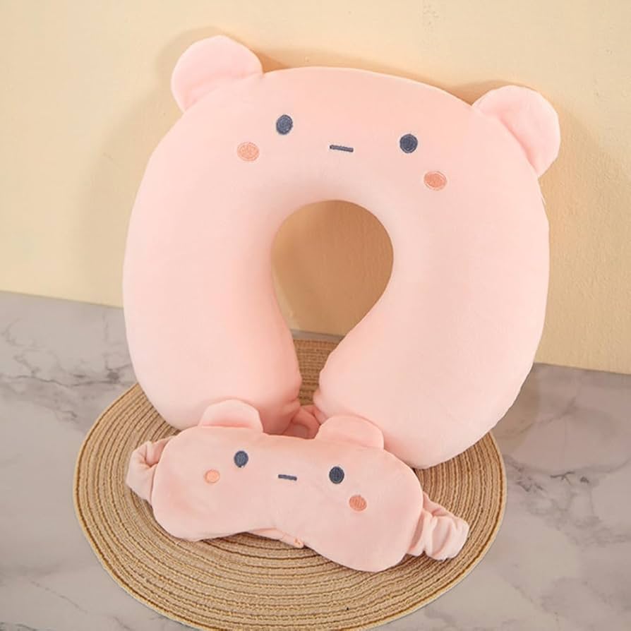 Travel Pillow Kids Travel Pillow with Sleep Eye Mask Cute Neck Pillow for Travel Soft Memory