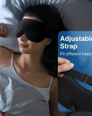Problems Solved 3D weighted sleep mask for women and men, blocking light for restful sleep, with ergonomic design and soft fabric.