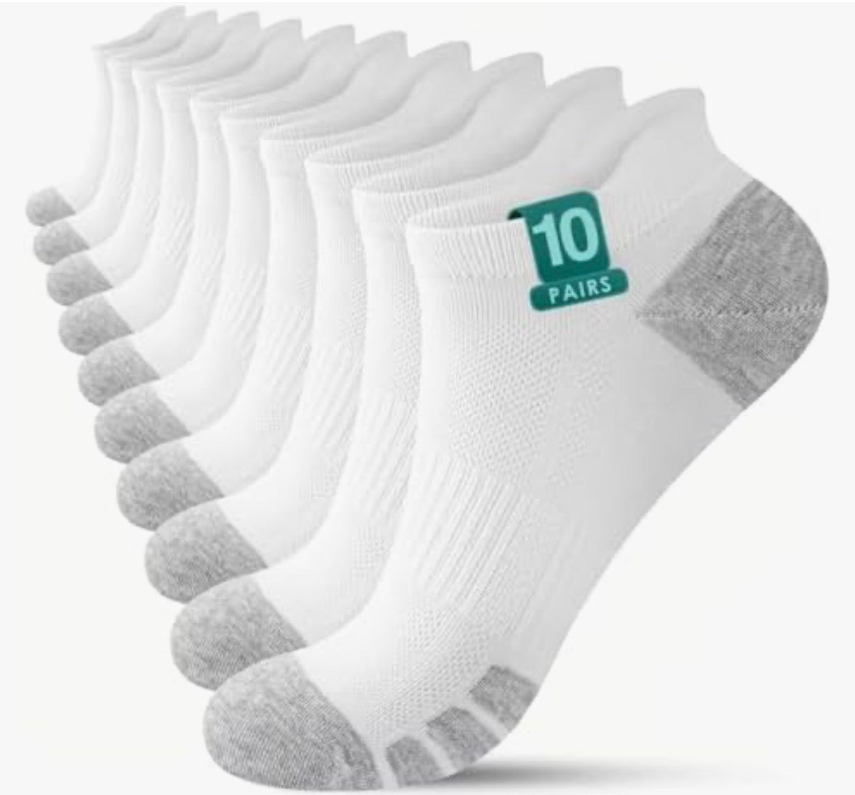 Problems Solved cotton trainer socks, 6 pairs, ankle-length sports socks with anti-blister design for active wear.