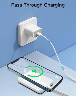 Wireless Magnetic Power Bank by Problems Solved with 5000mAh capacity, portable charger, MagSafe compatible, 15W fast charging.