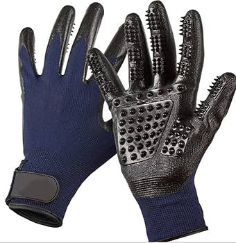 Pet Grooming Gloves Improved Five Finger Design Rubber Glove Gentle