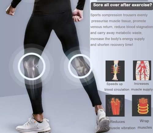 Men's compression trousers by Problems Solved, form-fitting base layer sports tights for athletic performance.