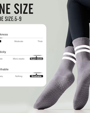 Problems Solved women's non-slip yoga socks with anti-skid soles, long design suitable for yoga, barre, ballet, and dance activities.