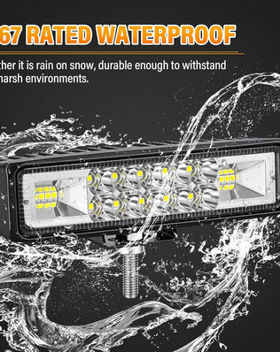1 PCS Led Work Light Bar, 6 inch 24WSpot Flood Beam, 12V 24V Driving Lights Lamp