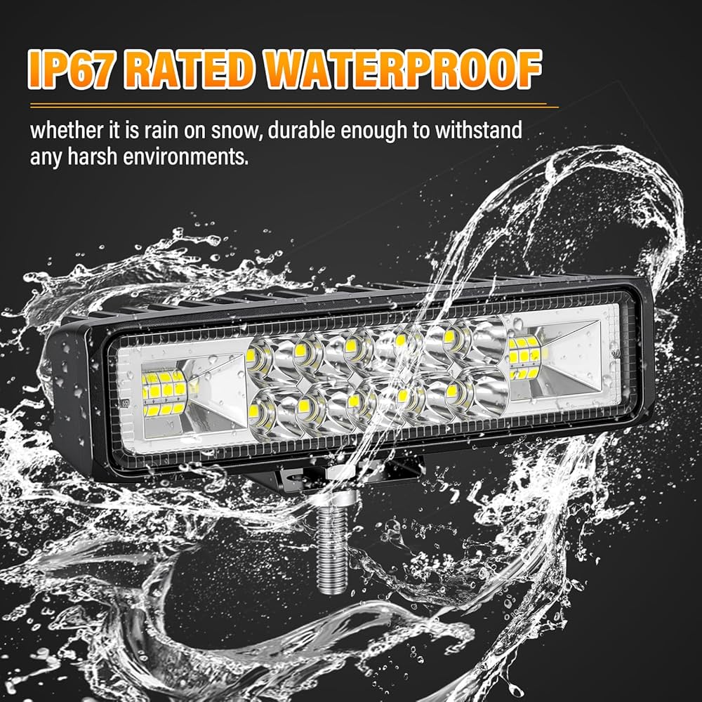 1 PCS Led Work Light Bar, 6 inch 24WSpot Flood Beam, 12V 24V Driving Lights Lamp