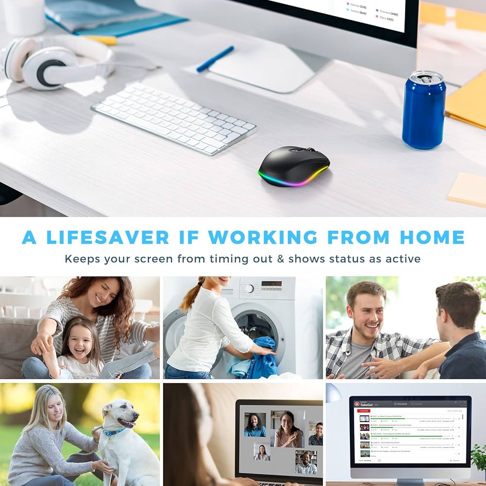 Wireless rechargeable LED mouse by Problems Solved with 2.4G USB connection, silent clicking, and ergonomic design for laptops.
