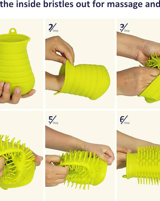 Problems Solved portable silicone dog paw cleaner and foot scrubber with cup for muddy paw cleaning, durable and easy to use.