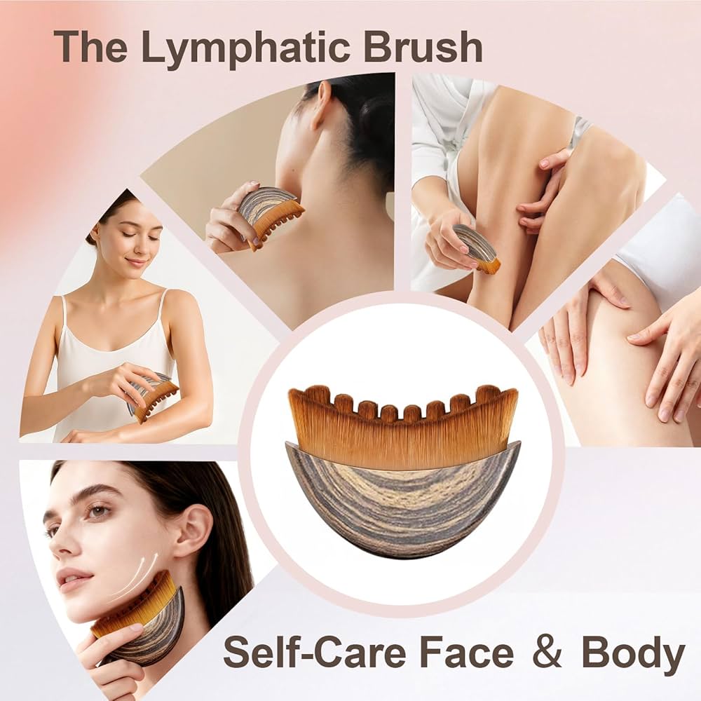 Problems Solved contour face brush for lymphatic drainage, natural makeup application, manual massage tool with soft bristles.