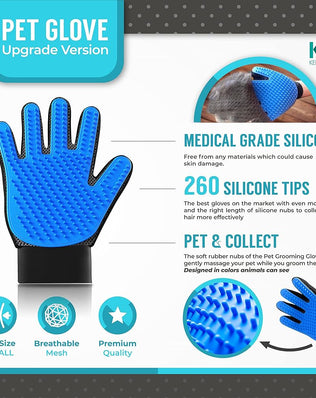 Pet Grooming Glove | Pet Brush Glove | Premium De-shedding Glove for Easy, Mess-free
