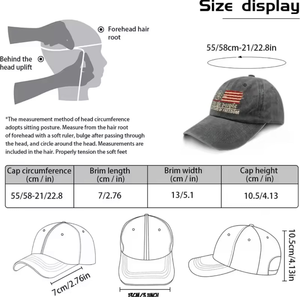 Problems Solved vintage washed printed U.S. 250th anniversary baseball hat with embroidered design, casual outdoor headwear.