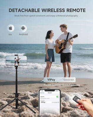 Problems Solved phone tripod and selfie stick, 180cm extendable aluminum tripod for stable photos and selfies.