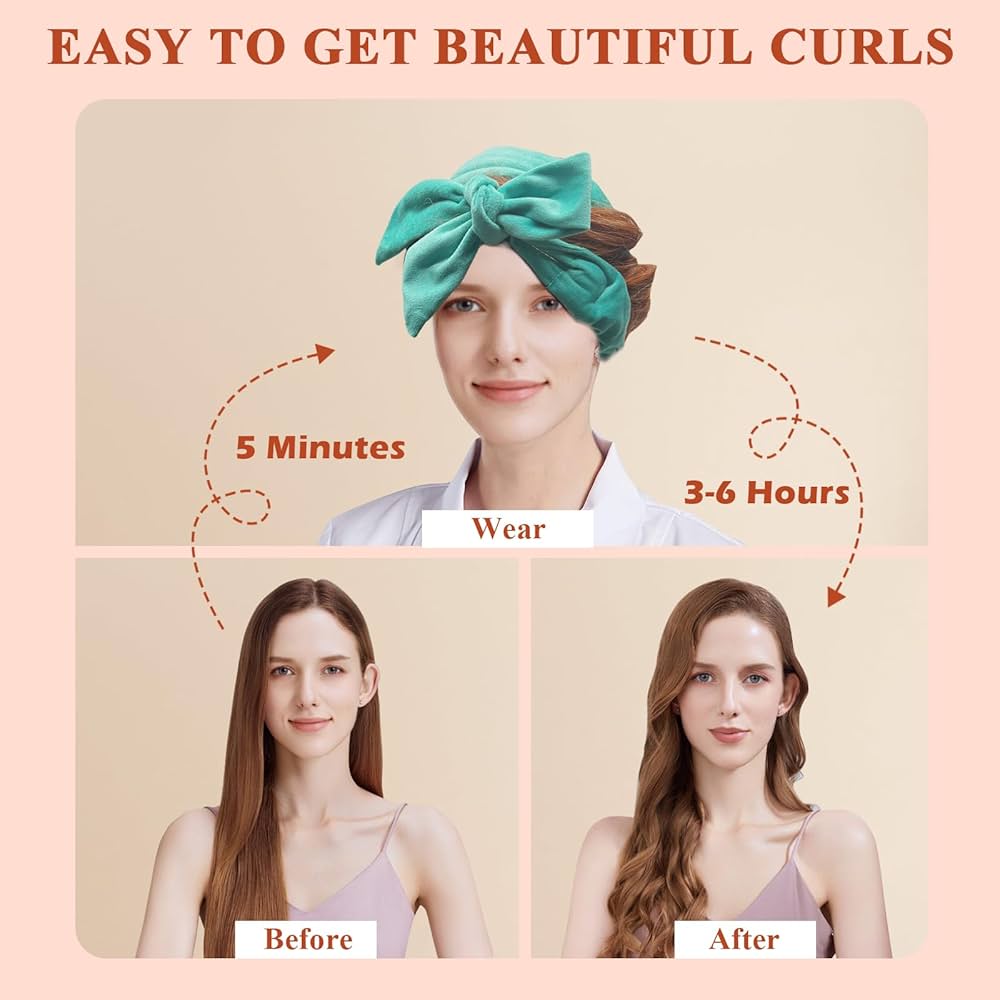 Heatless Curlers Headband, Heatless Overnight Curls Hair Curlers No Heat, 70"