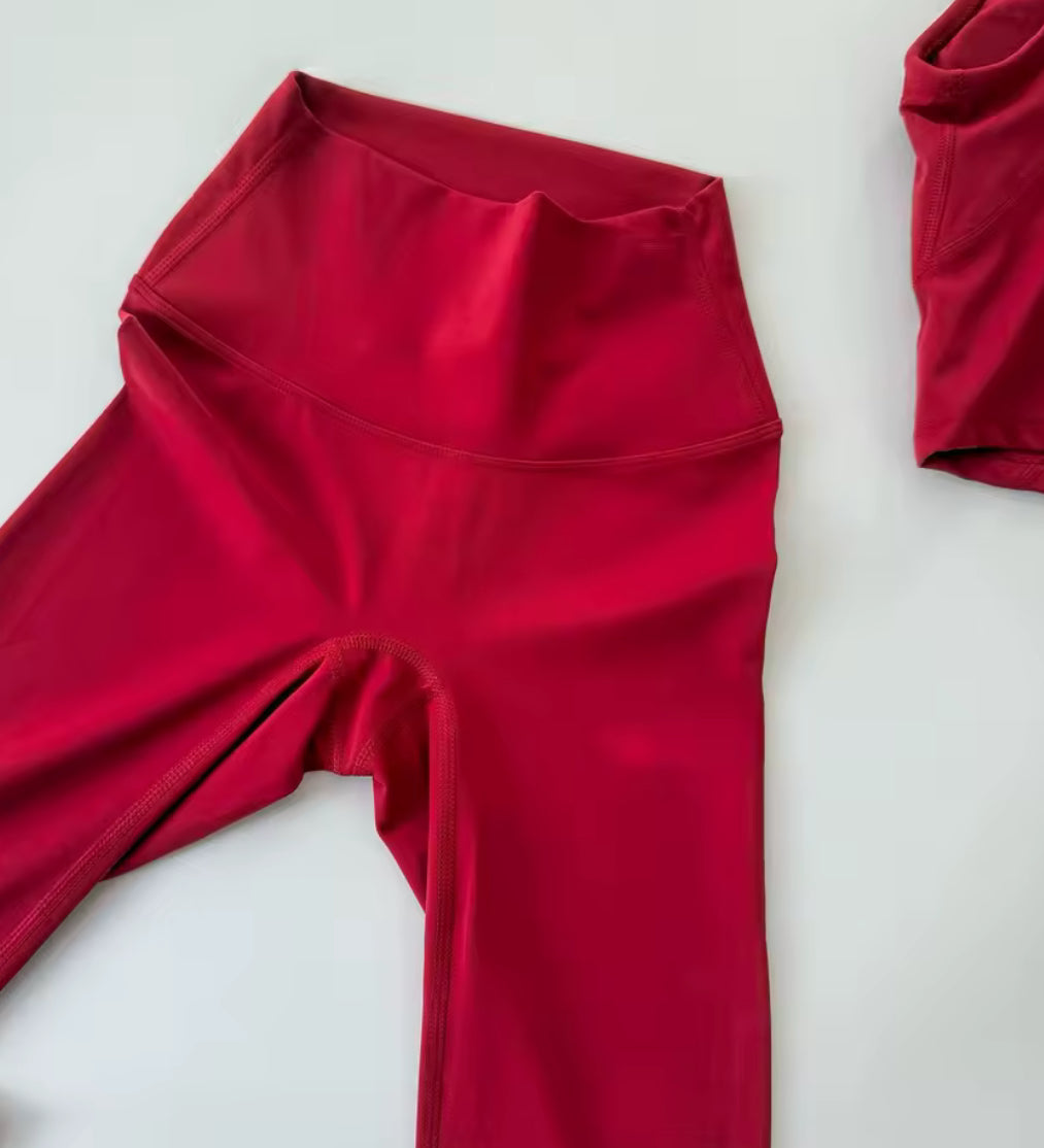 Women’s solid color high waist fitness pants by Problems Solved, elastic tight fit with sexy line design for activewear.