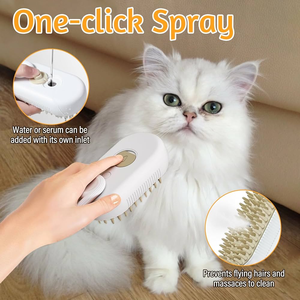 A Rechargeable 3 in 1 Multifunctional Cat Grooming Brush