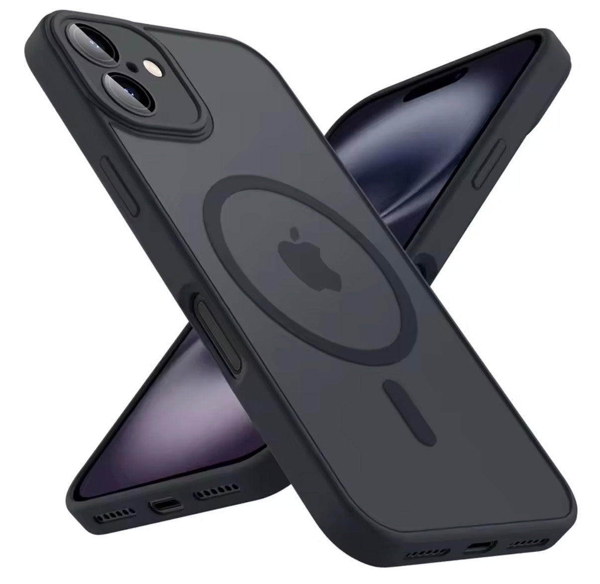 Problems Solved magnetic phone case compatible with MagSafe, military-grade shockproof design, shown in black with secure magnetic features.